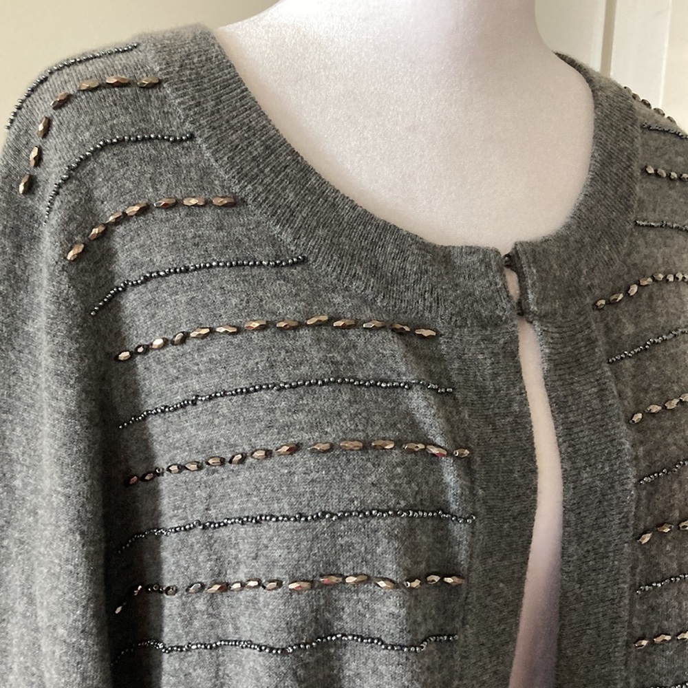 Talbots 2X petite open cardigan gray crewneck - Picture 2 of 14
